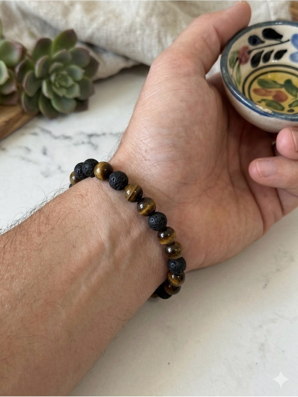 ⛱️ Lava Stone and Tigers Eye Bracelet